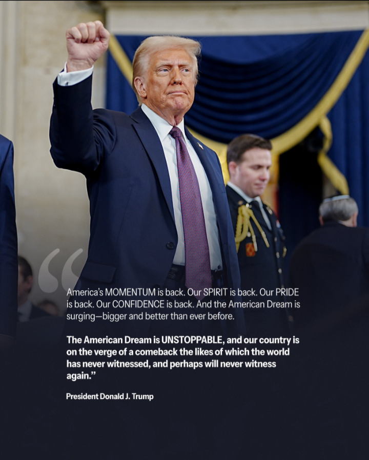 HaitianForTrump's tweet photo. "America’s MOMENTUM is back. Our SPIRIT is back. Our PRIDE is back. Our CONFIDENCE is back. And the American Dream is surging—bigger and better than ever before." - President Donald J. Trump @donald https://t.co/WpQujbuDOc