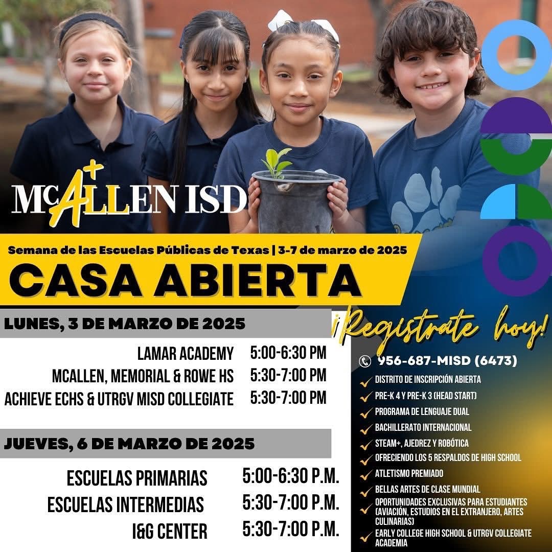 McAllen HS Vertical Team (Milam, Morris & McHi) (@misd_parents1) on Twitter photo This week! Don't miss Open House on Thursday, March 6, 2025! <a href="/BenMilamElem/">Ben Milam Elementary</a> <a href="/McAllenISD/">McAllen ISD</a> <a href="/GarzaUnicorns/">Reynaldo Garza Elementary - McAllen ISD</a> <a href="/houstonmisd/">Houston Elementary</a> <a href="/RooseveltBronc1/">Roosevelt Broncos</a> <a href="/scholarpride/">Sanchez Elementary</a> <a href="/StateAndFedMISD/">McAllen ISD State And Federal Programs</a> <a href="/ParentsMISD23/">McAllen ISD Parents</a> <a href="/Rockets120/">Rayburn Elementary</a> <a href="/fossumfalconms1/">Fossum Middle School</a> <a href="/deleon046/">Alonzo DeLeon Middle School</a> This week! Don't miss Open House on Thursday, March 6, 2025! <a href="/BenMilamElem/">Ben Milam Elementary</a> <a href="/McAllenISD/">McAllen ISD</a> <a href="/GarzaUnicorns/">Reynaldo Garza Elementary - McAllen ISD</a> <a href="/houstonmisd/">Houston Elementary</a> <a href="/RooseveltBronc1/">Roosevelt Broncos</a> <a href="/scholarpride/">Sanchez Elementary</a> <a href="/StateAndFedMISD/">McAllen ISD State And Federal Programs</a> <a href="/ParentsMISD23/">McAllen ISD Parents</a> <a href="/Rockets120/">Rayburn Elementary</a> <a href="/fossumfalconms1/">Fossum Middle School</a> <a href="/deleon046/">Alonzo DeLeon Middle School</a>