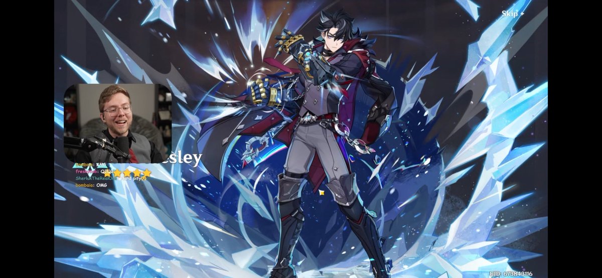 RazorChiken's tweet image. On day FOUR of playing F2P Genshin Impact, I played Wriothesley in an event and knew I wanted him on my account.
Today, on day 390, he finally came home. 450 pulls down the drain, worst luck I’ve ever had in a gacha game, all to get C1R1.
But, he’s home.