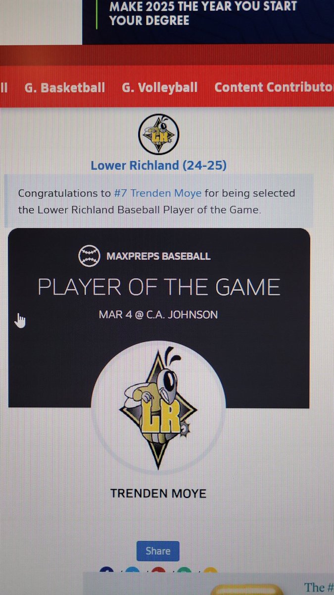 BaseballAtLRHS's tweet photo. Congratulations to Trenden Moye for being selected as tonight's player of the game against CAJHS. Showing excellent poise as he pitched the Diamonds back from being down 1-5 to a 13-8 win. @LRHathletics https://t.co/yMyTDfSrKb