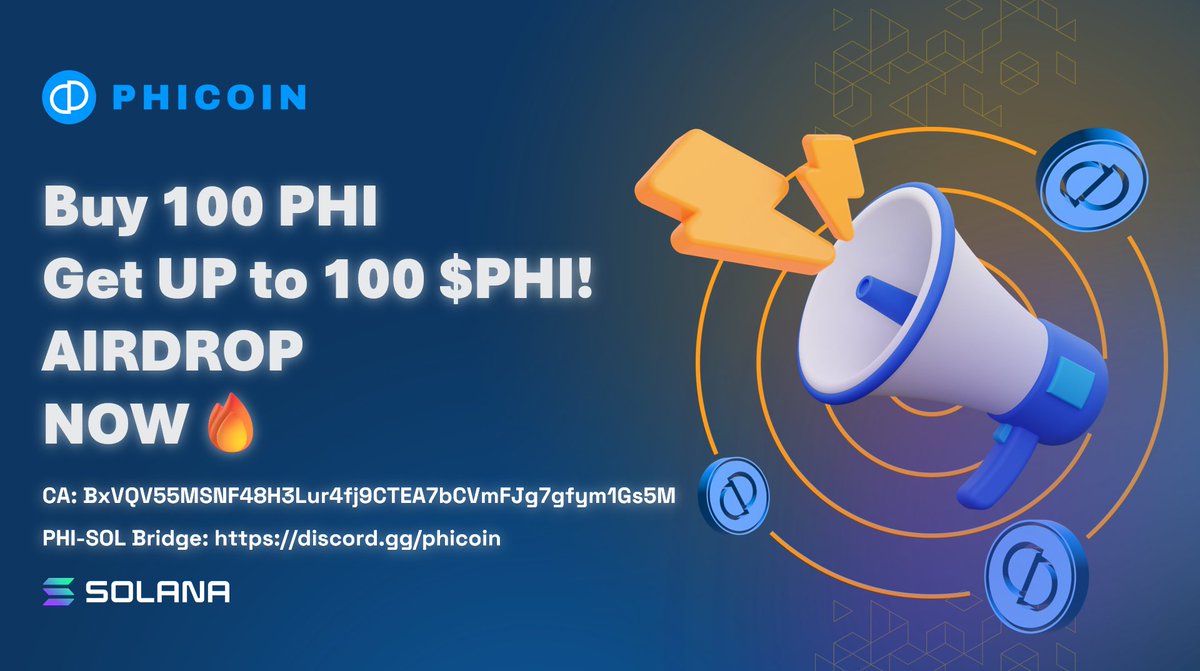 🎉 $PHI Airdrop Time! 🌟
💰 Buy 100 PHI &amp; hold = Get UP to 100 $PHI!
📩 Send your address to #airdrop on Discord: discord.gg/fxcvrhunXr
🎲 Random 1-100 $PHI, 1 entry per address. Join the fun!
$PHI #Phicoin #Airdrop #Pow #GPUMINING