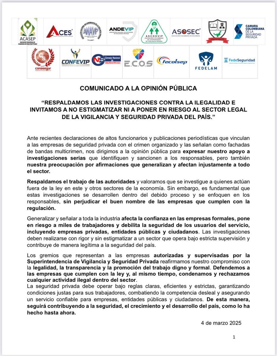 Asociación Colombiana de Empresas de Seguridad® tweet media