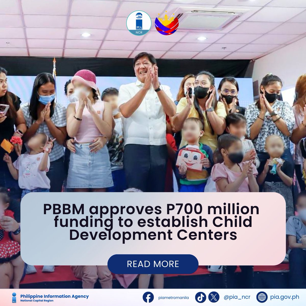 PIA_NCR's tweet image. Following the budget approval of President @bongbongmarcos, the government will prioritize the establishment of CDCs in municipalities with a lack of early childhood education facilities.

#PBBM #ChildDevelopmentCenter #BagongPilipinas
x.com/PIADesk/status…