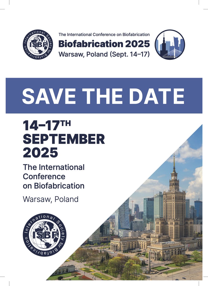 Intl Soc Biofab (@isbiofab) on Twitter photo Abstract for <a href="/Biofab2025/">ISBF Biofabrication 2025</a> open for submission until 14th of April! submit here: biofabrication2025.org/abstract-submi⦠Abstract for <a href="/Biofab2025/">ISBF Biofabrication 2025</a> open for submission until 14th of April! submit here: biofabrication2025.org/abstract-submiā¦