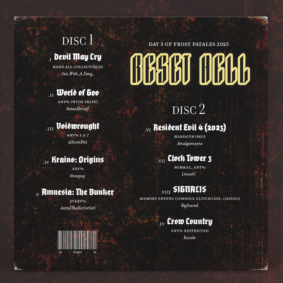 I think we've all been in Reset Hell at some point 😌🔥

Today's album is bringing you all of the horror speedruns that you can catch next Tuesday at #FrostFatales 2025!!

<a href="/FrameFatales/">Frame Fatales</a>