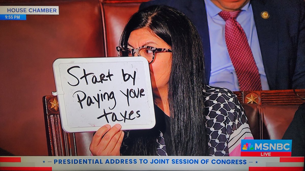 mmpadellan's tweet image. Great response to trump's bullshit tax scam by Rep. Rashida Tlaib.