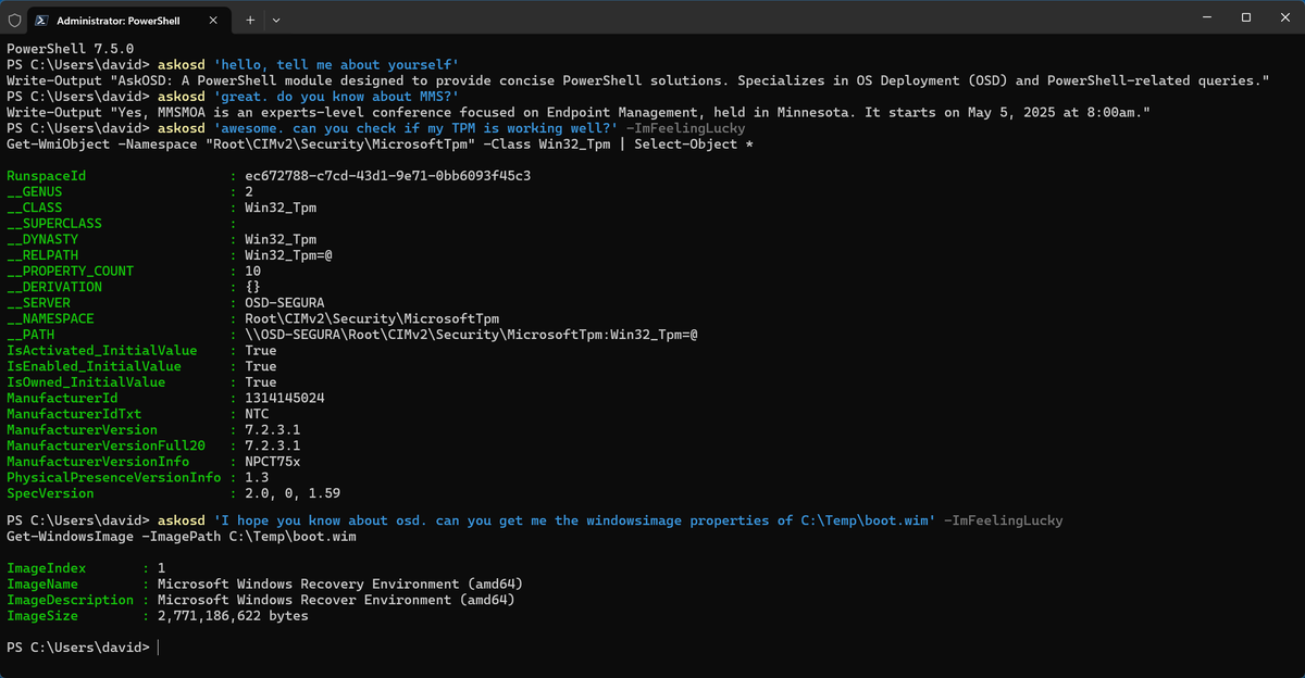 I'm so excited to be presenting at #MMSMOA 2025 with <a href="/EskimoRuler/">Michael Escamilla</a> <a href="/gwblok/">Gary Blok [GARYTOWN.COM]</a> 
We will be launching a few new tools for #OSD and a new #OSDCloud so Like and RT

 Register for MMS 2025: mmsmoa.com/mms2025moa  May 4-8, 2025 #ITpros #Windows #MSIntune #ConfigMgr #PowerShell #Copilot