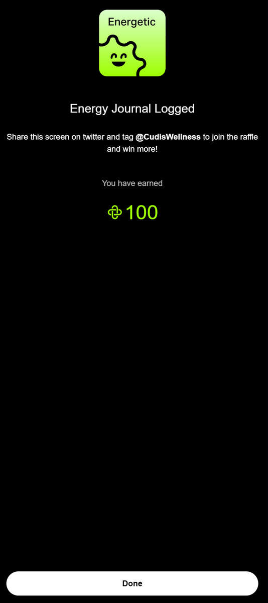 Just logged my first Energy Journal with <a href="/CudisWellness/">CUDIS</a>