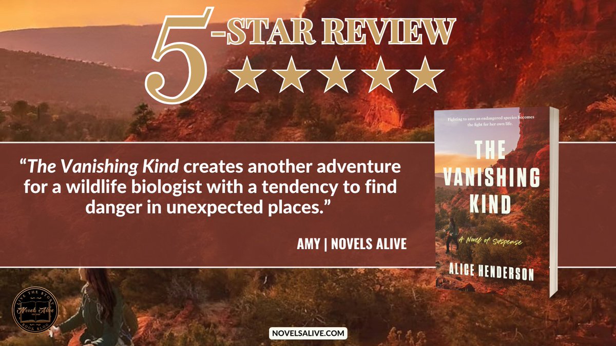 NovelsAlive's tweet image. 5-STAR REVIEW🌟🌟🌟🌟🌟: THE VANISHING KIND by Alice Henderson @Writer_Alice @WmMorrowBooks @HarperCollins 

👉THE VANISHING KIND creates another adventure for a wildlife biologist with a tendency to find danger in unexpected places. bit.ly/41IdzKH #bookreview #mystery