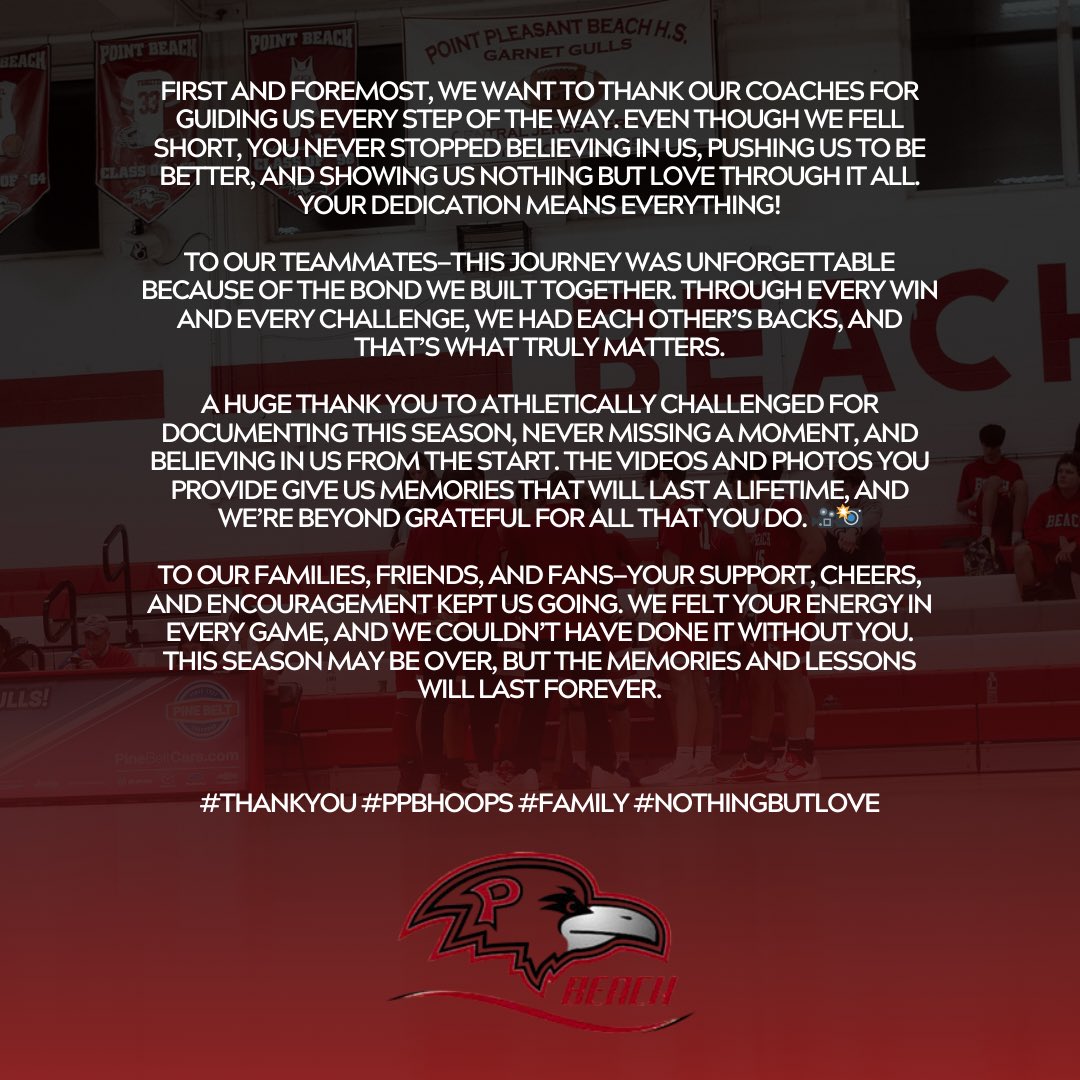 Beach ends it’s season with a tough loss. Thank you everyone who supported us along the way. We will be back!! #GullsOut ✌️❤️🤍🏀