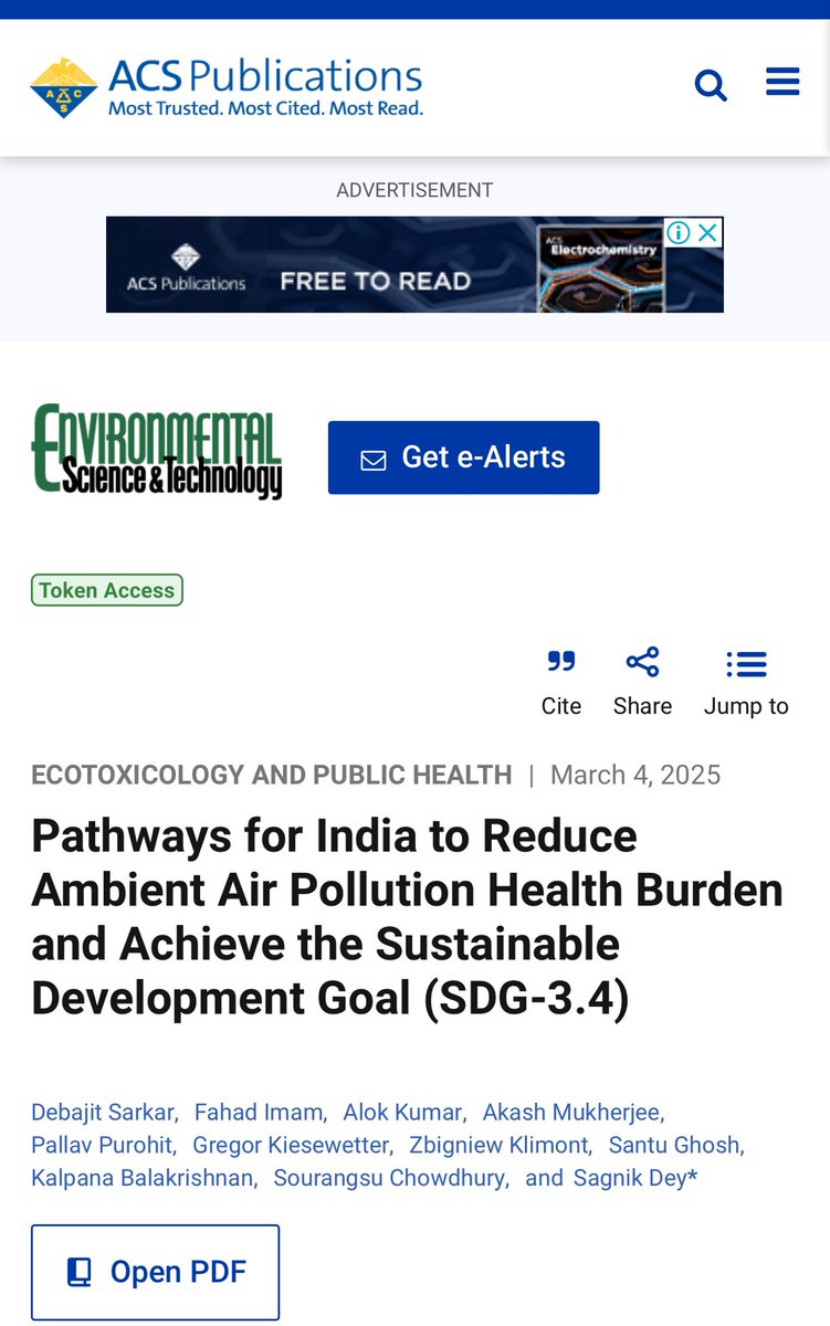 Sagnik Dey (@somagnik) on Twitter photo Pathways for India to reduce air pollution health burden and achieve SDG3.4 - read our latest work <a href="/EnvSciTech/">Environmental Science & Technology Journals</a> Pathways for India to reduce air pollution health burden and achieve SDG3.4 - read our latest work <a href="/EnvSciTech/">Environmental Science & Technology Journals</a>