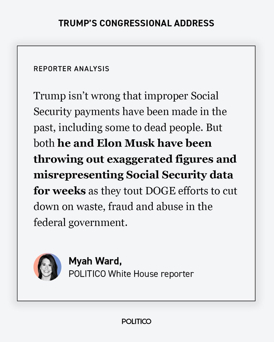 Trump used his speech tonight to re-up the false claim that tens of millions of dead people are getting Social Security checks. 

White House reporter <a href="/MyahWard/">Myah Ward</a> explains👇
ow.ly/9yt050VaLHN