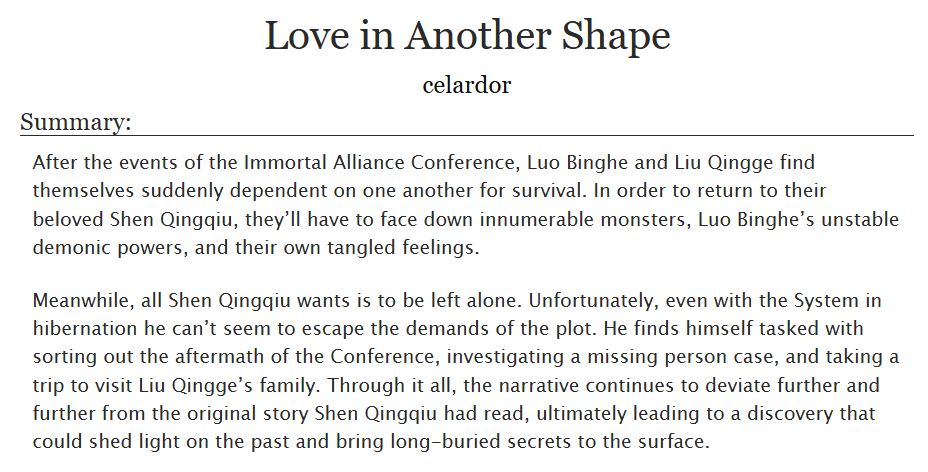 celardor12's tweet photo. Chapter 16 of Love in Another Shape, my #bingliushen story is up! #svsss https://t.co/07Ue8iHwIZ