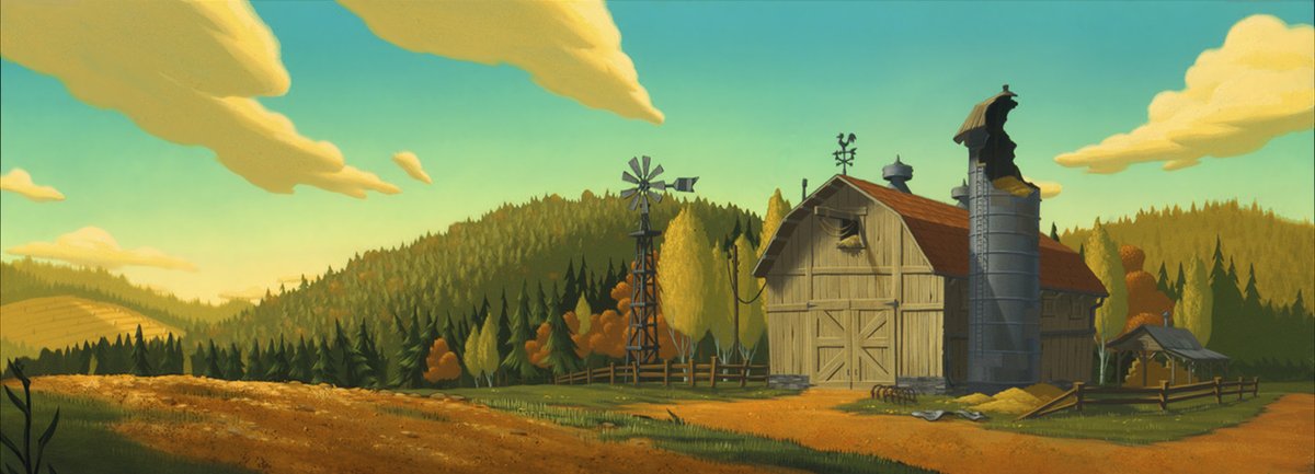 ani_obsessive's tweet photo. Background paintings by Chris Brock for The Iron Giant (1999), dir. Brad Bird, Warner Bros. Feature Animation https://t.co/fruO39aUr2