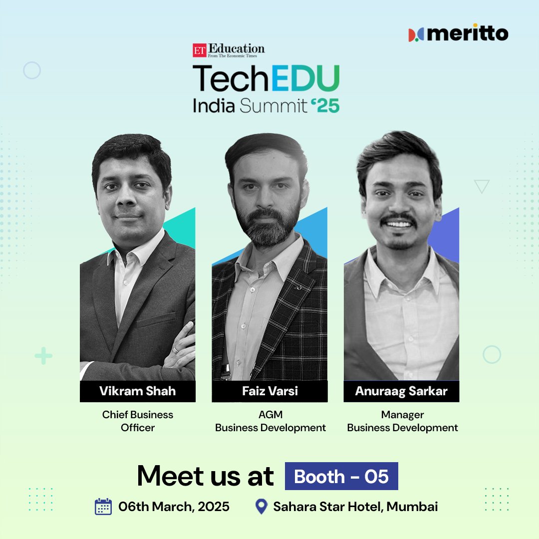 Our #MeritMakers are headed to the TechEDU India Summit ‘25 in Mumbai tomorrow! If you're attending, drop by for a quick chat—let’s explore how our purpose-built enrollment solutions and technology is empowering 1200+ educational organizations worldwide for growth. 🚀