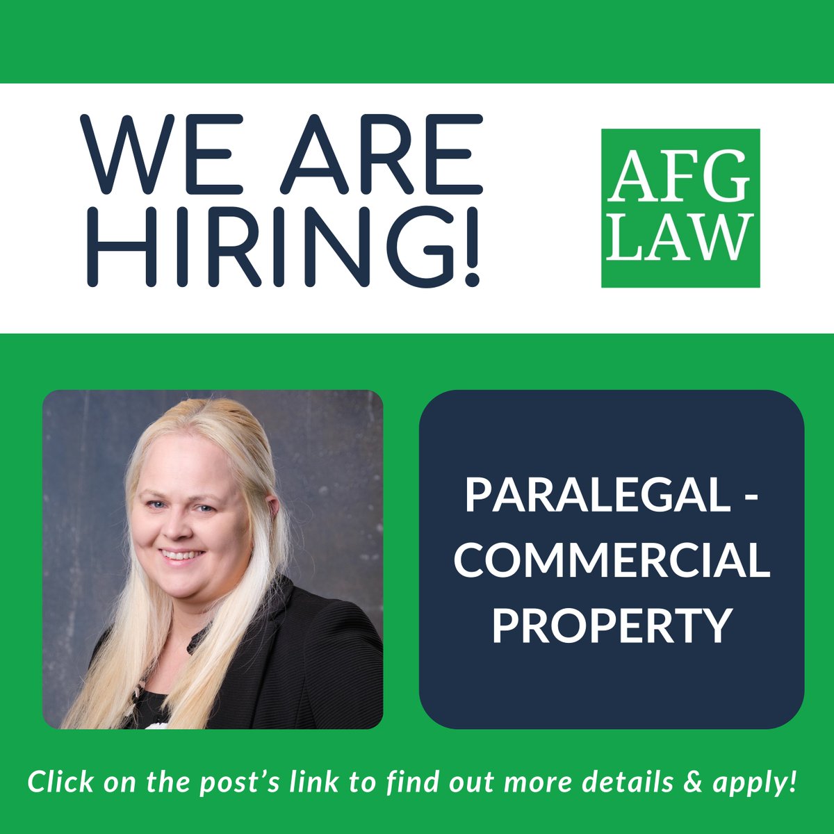 We are #hiring ! We have a vacancy in our team for a Commercial Property Paralegal. You can find out more about the role, and our other vacancies, by clicking on the below link.

loom.ly/NelhGNQ

#afglaw #vacancies #lawyer #bolton #bury #stockport