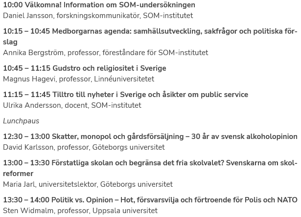 SOMinstitutet's tweet photo. Nu drar den årliga symfonin av siffror från oss på SOM-institutet alldeles strax igång. Följ live eller se i efterhand:

https://t.co/IN4GxIGCsG https://t.co/6wcxuROUrb