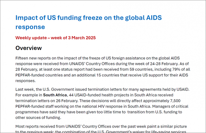 IAS - the International AIDS Society (@iasociety) on Twitter photo "Impact of US funding freeze on the global AIDS response — Week of 3 March 2025 update" via <a href="/UNAIDS/">UNAIDS Global</a>
unaids.org/en/resources/p… "Impact of US funding freeze on the global AIDS response — Week of 3 March 2025 update" via <a href="/UNAIDS/">UNAIDS Global</a>
unaids.org/en/resources/p…