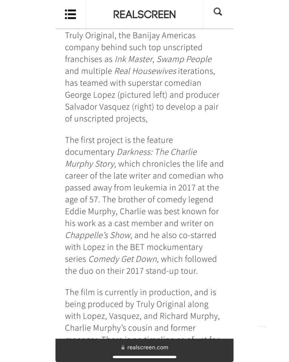 realTrifectaEnt's tweet photo. We are thrilled to be teaming up with Richard Murphy, @georgelopez , @ChachiSenior , and the powerhouse team at Truly Original to bring Darkness: The Charlie Murphy Story to life. Honoring Charlie’s incredible legacy is an absolute privilege. More details coming soon! Stay tuned! https://t.co/45jhPTvxRV