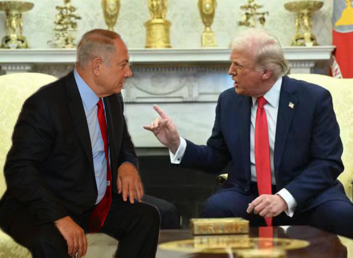 Lenny61soprano's tweet image. In einem besseren Paralleluniversum:

Israel ist das kleine Schoßhündchen Trumps, weiter nichts.