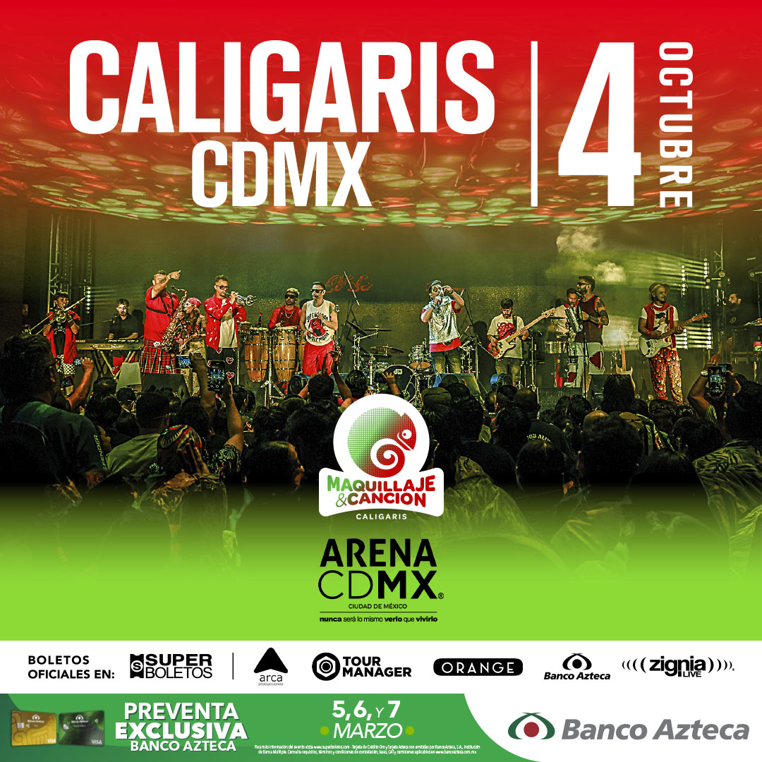 #ConciertosCDMX 

🤡#LOSCALIGARIS, uno de los grupos #argentinos más exitosos de los últimos años, regresa a la ciudad de México el próximo 04 de octubre a la majestuosa #ArenaCDMX.

💳La preventa para tarjetas de #BancoAzteca se llevará a cabo este 05, 06 y 07 de marzo. 

🎟️La