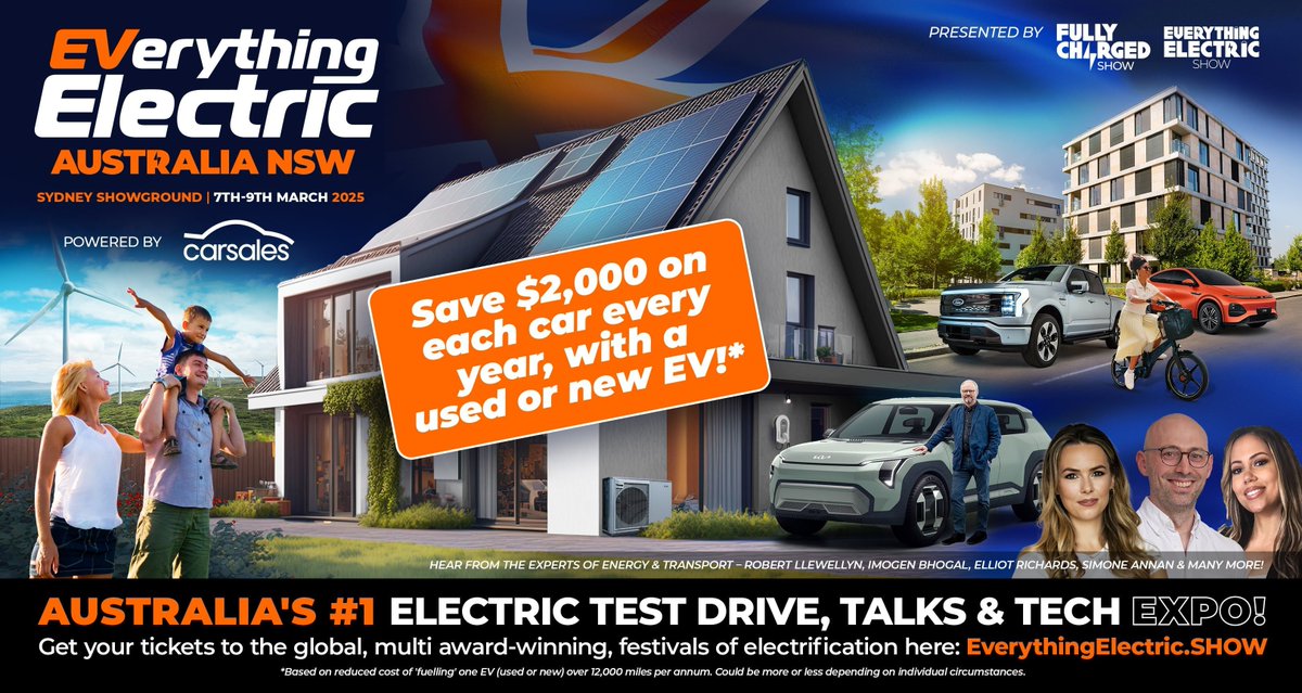 *Based on reduced cost of 'fuelling' one EV (used or new) over 12,000 miles per annum. Could be more or less depending on individual circumstances. 👀🚗💸

🎟️ buff.ly/3MUFbnw #EverythingElectricSYDNEY