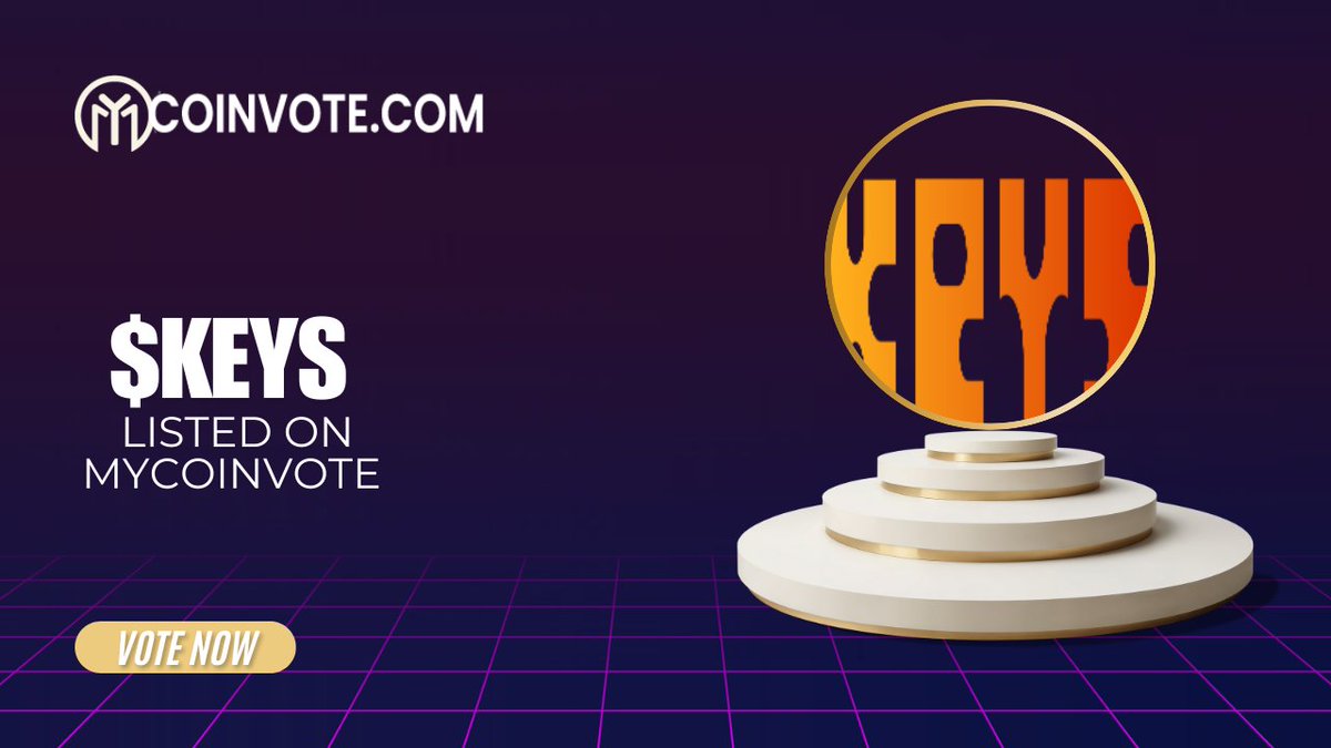 mycoinvotecom's tweet photo. 🎉 Big congratulations to @keysxpol on being listed on https://t.co/SujHi68RWI! 🚀🔑
@keysxpol is unlocking new possibilities in the crypto space! 🔓🔥 Show your support and vote now! ✅📊
#KEYS #Crypto #Blockchain #MYCoinVote #VoteNow https://t.co/HHdXz36ex1
