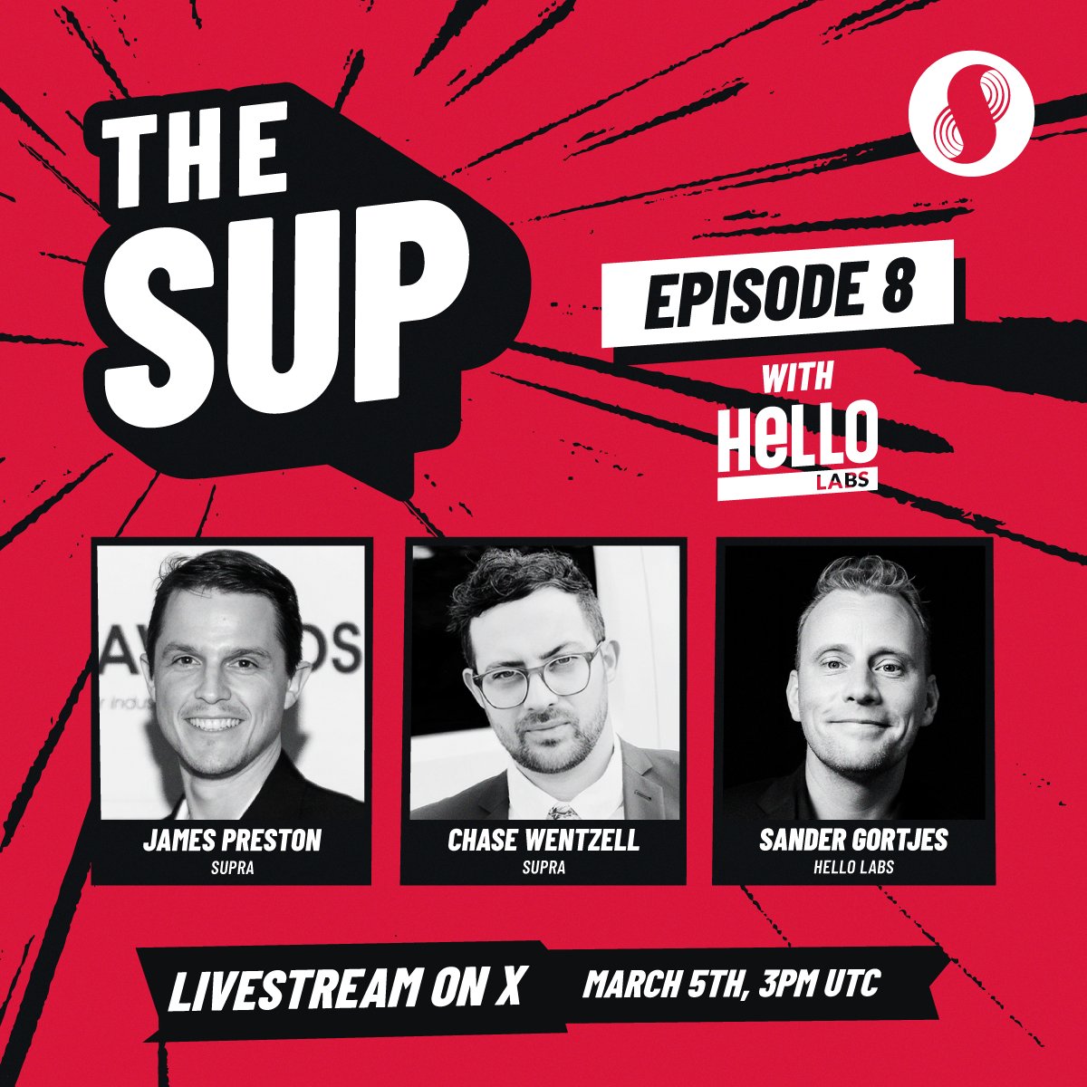 SUPRA_Labs's tweet photo. The SUP returns with another livestream today, and we've got a super special guest @sandergortjes from @thehellolabs joining us 💪

We'll be diving into @KillerWhalesTV, their partnership with Supra, and more!

Catch the stream right here at 3pm UTC today ⏰ https://t.co/3UgLDPbo61