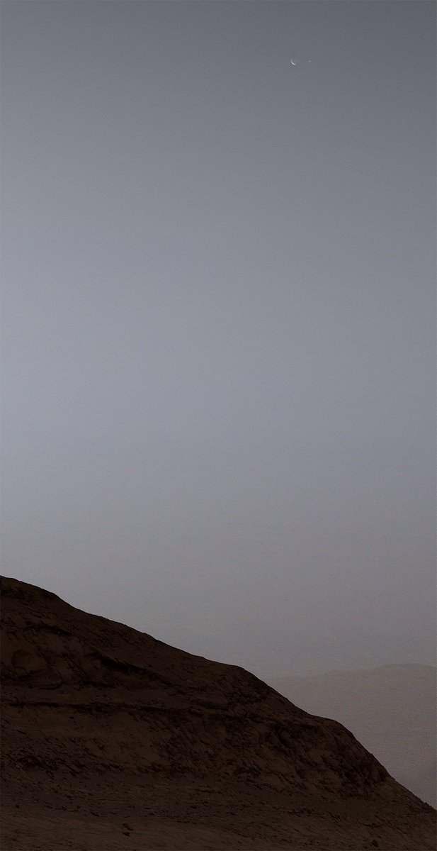 Open this image up fully.

Look to the top right.

That's Phobos, one of the moons of Mars.

And that bright point of light? Earth.