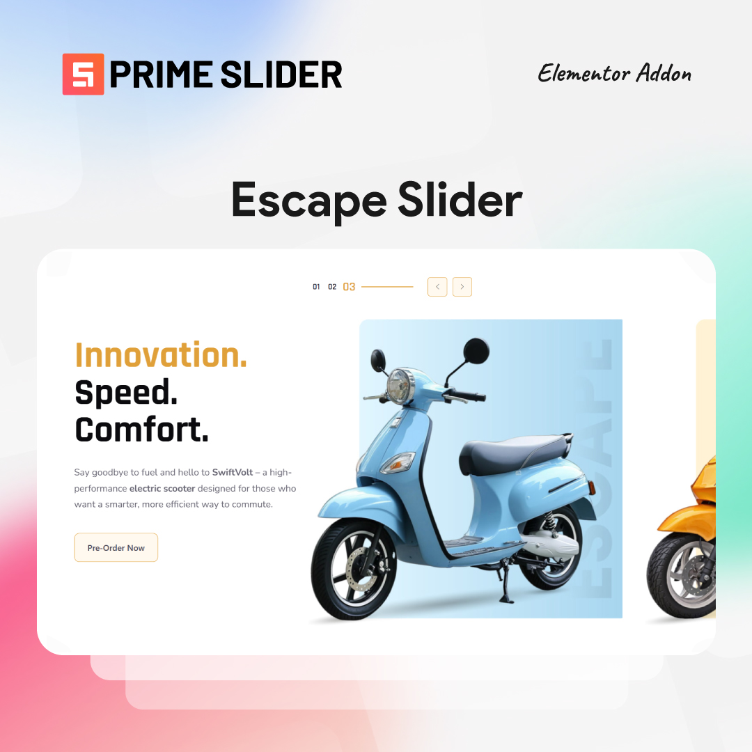 bdthemescom's tweet photo. Make your site shine with @primesliderpro Escape Widget! Clean, smooth, and professional. Perfect for a modern look.
Escape Slider Demo ➡ https://t.co/bkJFlOUJ8y
Try Prime Slider ➡ https://t.co/4lQs3pTJHS
#PrimeSlider #WebDesign #BestElementorAddon #Slider https://t.co/OmGSCHKNyb