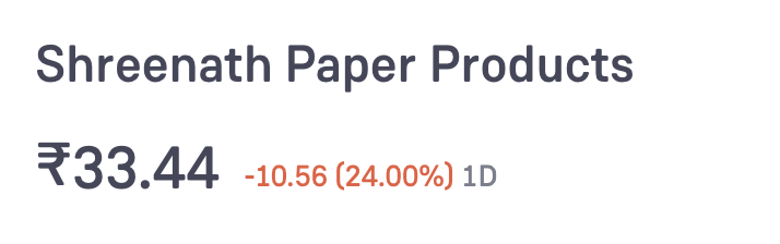 ipofever's tweet photo. 🚨 Shreenath Paper Products IPO Listing 🚨

📉 The stock debuted on BSE SME at ₹35.20, a 20% discount from its issue price of ₹44. #IPO #stockmarketcrash https://t.co/G9iQy4CGVR