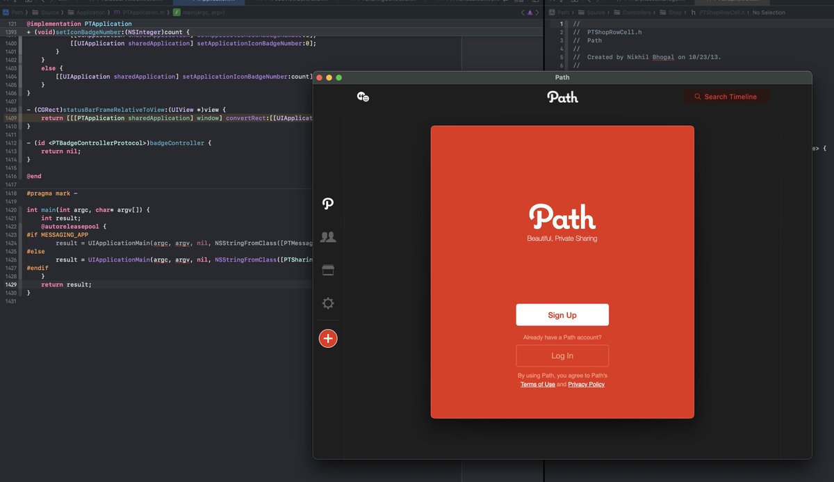 cifilter's tweet image. I worked at Path back in 2012. Today, I found the codebase I had on a hard drive and managed to get it building after all these years. Very broken and unusable with no servers, but I'm about to cry. Working at @path was probably the best time of my life. 🥹