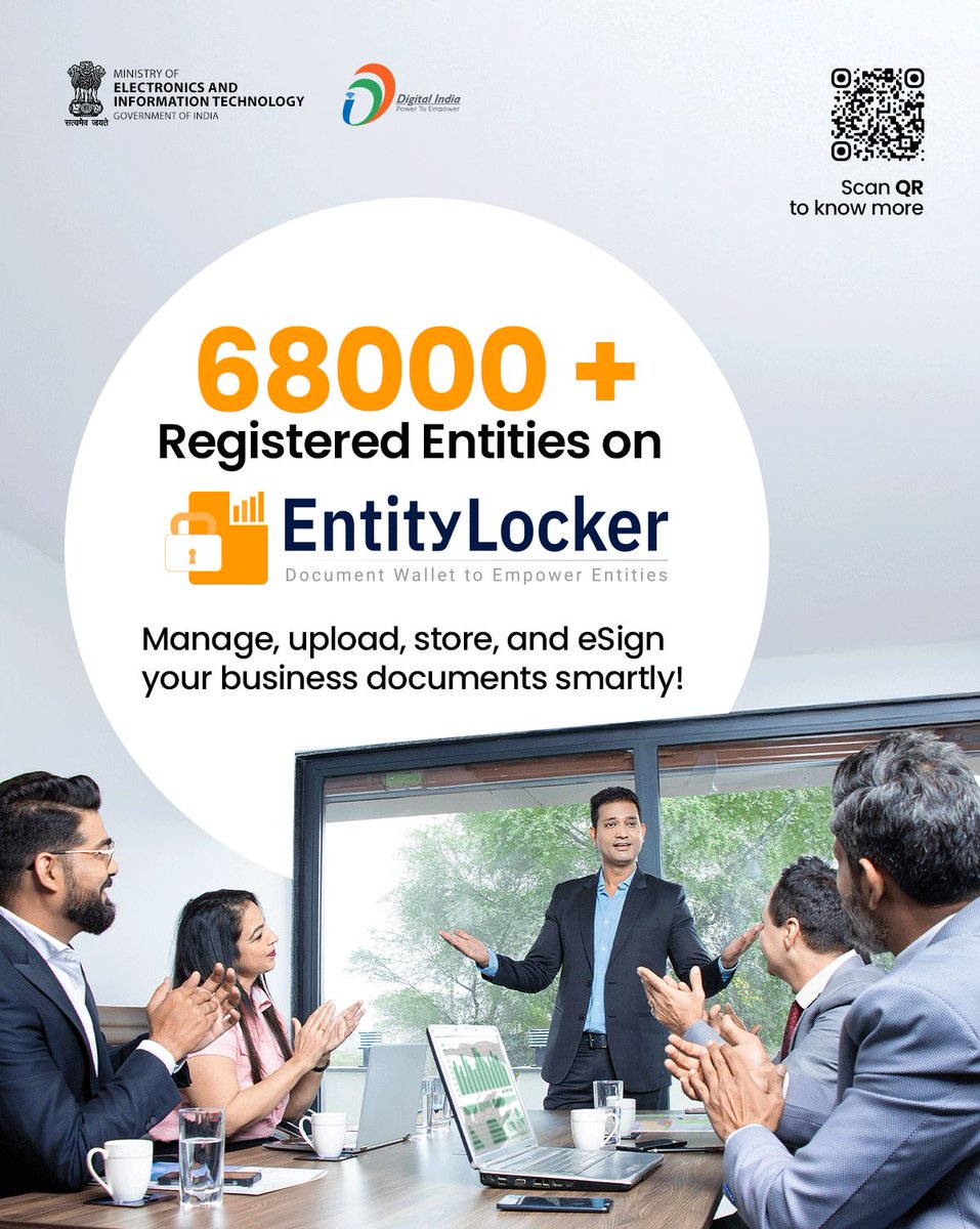 GoI_MeitY's tweet image. With #EntityLocker account, the companies are able to access entity-related documents seamlessly and securely.
Click to register now: entity.digilocker.gov.in
#DigitalIndia #DigiLocker #EaseOfDoingBusiness @digilocker_ind