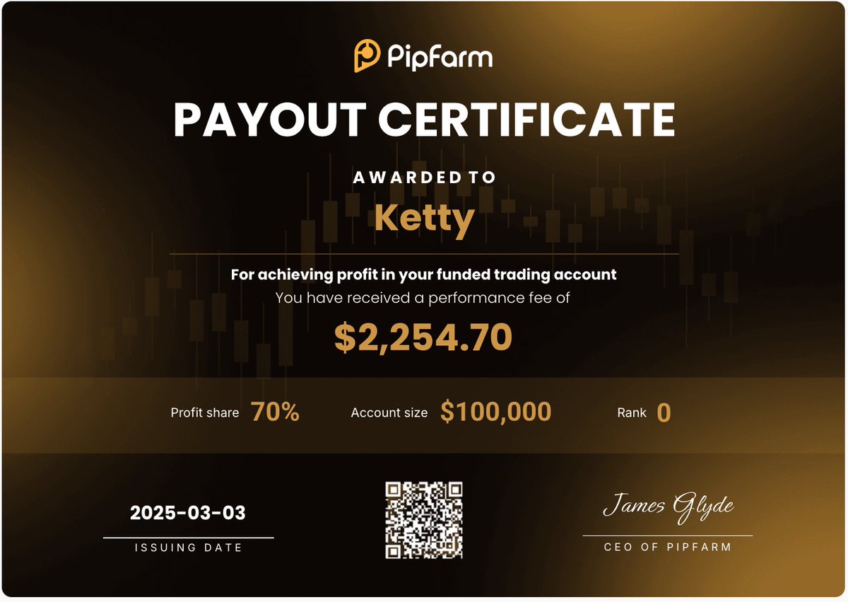 KettyG12's tweet photo. Here we go—my first payout! So happy and proud. Thank you, @thepipfarm ! #pipfarm #FundedTrader https://t.co/Q7iOdoGaw3