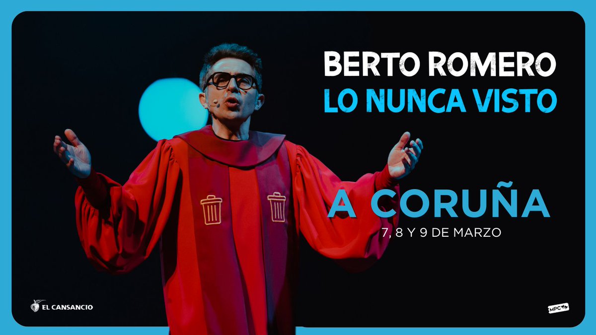 "✨ ÚLTIMAS OPORTUNIDADES ✨

<a href="/Berto_Romero/">Berto Romero</a>  presenta Lo nunca visto en A Coruña.
📅 Domingo 9 de marzo
📍 <a href="/Palexco/">Palexco</a> | <a href="/_Etiqueta_Negra/">Etiqueta Negra</a> 
No dejes que te lo cuenten, vive su humor único. 🎟️
¡Date prisa, quedan pocas entradas! 🕒
bit.ly/ENTRADAS_Berto…
