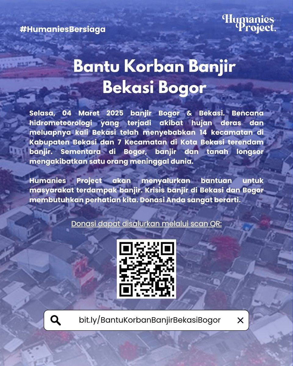 Selasa, 04 Maret 2025 banjir Bogor &amp; Bekasi. Bencana hidrometeorologi yang terjadi akibat hujan deras dan meluapnya kali Bekasi telah menyebabkan 14 kecamatan di Kabupaten Bekasi dan 7 Kecamatan di Kota Bekasi terendam banjir. Sementara di Bogor, banjir dan tanah longsor