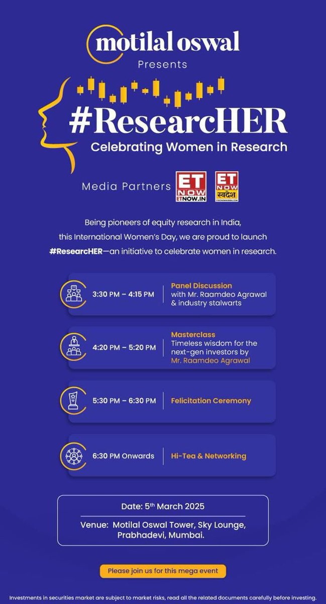 Ayesha Faridi (@ayeshafaridi1) on Twitter photo Join us in celebrating women in research — #ResearcHER as <a href="/Raamdeo/">Raamdeo Agrawal</a> along with the leading women of Indian finance celebrate the true power of research.
🗓️ March 5 | LIVE on ET NOW
<a href="/MotilalOswalLtd/">Motilal Oswal Financial Services Ltd</a> <a href="/ETNOWlive/">ET NOW</a> Join us in celebrating women in research — #ResearcHER as <a href="/Raamdeo/">Raamdeo Agrawal</a> along with the leading women of Indian finance celebrate the true power of research.
🗓️ March 5 | LIVE on ET NOW
<a href="/MotilalOswalLtd/">Motilal Oswal Financial Services Ltd</a> <a href="/ETNOWlive/">ET NOW</a>