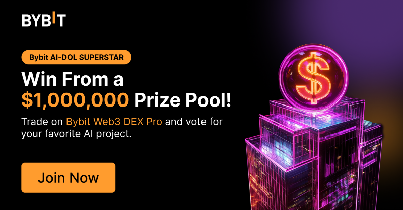 Bybit_Official's tweet photo. 🧐 Bybit AI-DOL SUPERSTAR is here! Plus, Win From a $1,000,000 Prize Pool!

📈Trade on Bybit Web3 DEX Pro and vote for your favorite AI project.

🫵Click Join Now!