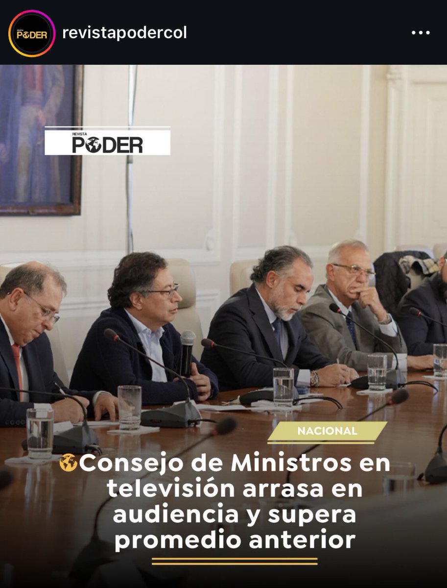 cabicellgmailc1's tweet image. El segundo Consejo de Ministros televisado por el presidente Gustavo Petro se convirtió en uno de los programas más vistos en Colombia la noche del lunes 3 de marzo. 
poder.com.co/nacional/conse…

#RevistaPoder | #PoderParaTodos | #NoticiasConPoder | #TendenciasConPoder | #ElPoder