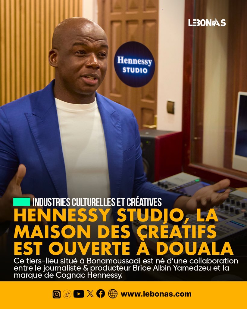🎤Ce lieu muni de 2 studios d’enregistrement et d’espaces collaboratifs est destiné à booster l’industrie musicale du 🇨🇲 et de la sous-région.👓Tout ce qu’il y a à savoir sur cette collaboration entre Brice Albin et la marque de cognac Hennessy est ici🔗 lebonas.com/hennessy-studi…