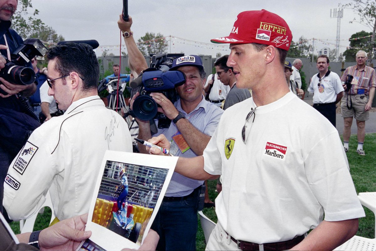 All eyes on Michael in his first race for <a href="/ScuderiaFerrari/">Scuderia Ferrari HP</a> at the <a href="/F1/">Formula 1</a> Australian GP 1996 – a dream combination in the making.

#KeepFighting #TeamMSC
Pic: #AFP