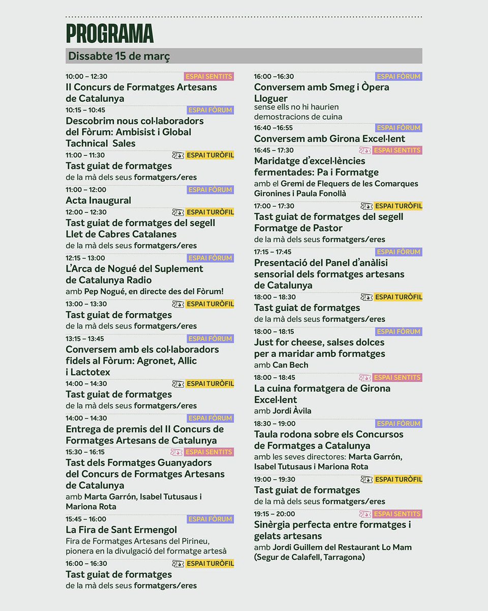 Forumformatge's tweet image. 📢 Ja tenim la programació del Fòrum del Formatge 2025🧀
📅 15 i 16 de març
📍 Passeig de la Devesa, Girona

Vols viure l’experiència de primera mà? Corre a reservar la teva entrada a ja.cat/forum25 o al web forumformatge.cat