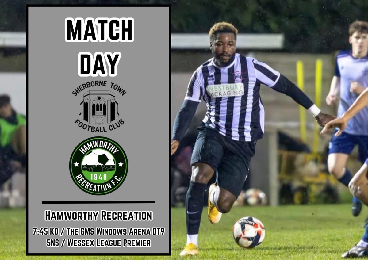Sherborne Town FC (@sherbornetownfc) on Twitter photo It’s midweek match day for the #Zebras as we welcome <a href="/Ham_RecFC/">Hamworthy Recreation FC</a> to The GMS Windows Arena. Adults £8 Concessions £5 and Under 16s £1. Ko 7:45pm with the gates/bar/tea bar open from 6:30pm #COYZ <a href="/WessexLeague/">Velocity Wessex League</a> <a href="/swsportsnews/">South West Sports News</a> <a href="/Abbey_104/">Abbey104</a> <a href="/sherbornetimes/">Sherborne Times</a> <a href="/NonLeagueCrowd/">Non League Crowds</a> <a href="/SherborneTownCl/">Sherborne Town Council</a> It’s midweek match day for the #Zebras as we welcome <a href="/Ham_RecFC/">Hamworthy Recreation FC</a> to The GMS Windows Arena. Adults £8 Concessions £5 and Under 16s £1. Ko 7:45pm with the gates/bar/tea bar open from 6:30pm #COYZ <a href="/WessexLeague/">Velocity Wessex League</a> <a href="/swsportsnews/">South West Sports News</a> <a href="/Abbey_104/">Abbey104</a> <a href="/sherbornetimes/">Sherborne Times</a> <a href="/NonLeagueCrowd/">Non League Crowds</a> <a href="/SherborneTownCl/">Sherborne Town Council</a>