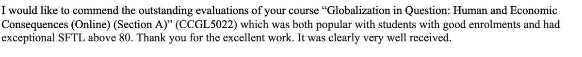 Nutsa Kobakhidze (@nutsako) on Twitter photo I love teaching undergrads every year, even with 120 students in a single class!
Grateful for emails like the one from Prof. Julian Tanner, Director of Common Core at HKU, based on anonymous student evaluations of my course.
<a href="/HkuScape/">HKU SCAPE</a> <a href="/hku_education/">Faculty of Education, HKU</a> <a href="/HKUniversity/">The University of Hong Kong</a> I love teaching undergrads every year, even with 120 students in a single class!
Grateful for emails like the one from Prof. Julian Tanner, Director of Common Core at HKU, based on anonymous student evaluations of my course.
<a href="/HkuScape/">HKU SCAPE</a> <a href="/hku_education/">Faculty of Education, HKU</a> <a href="/HKUniversity/">The University of Hong Kong</a>