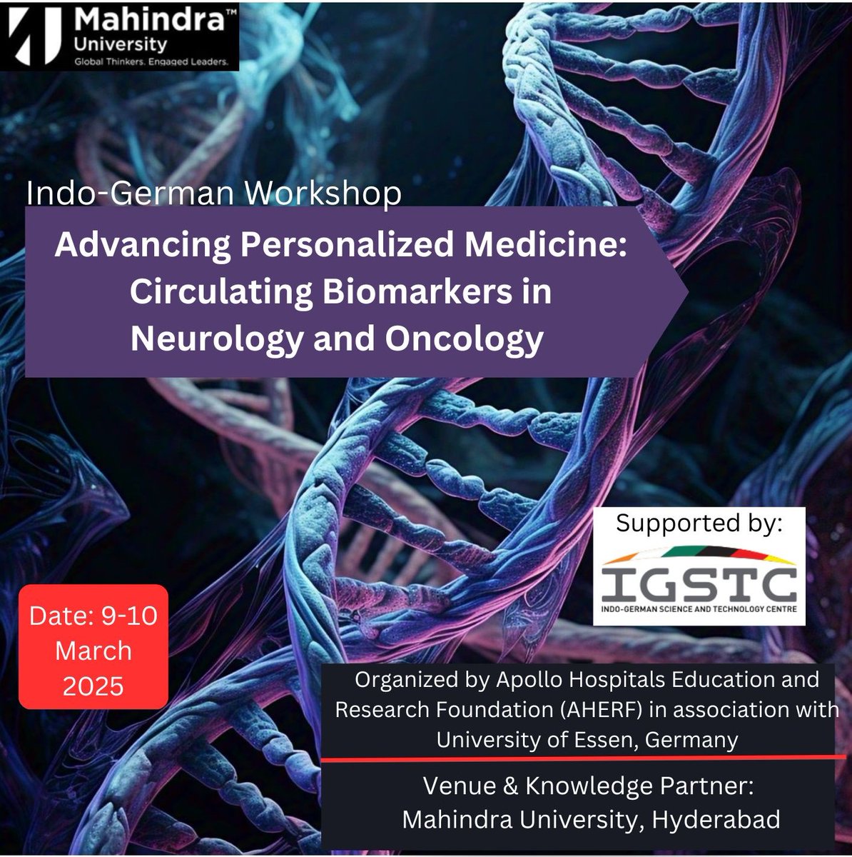 Mahindra University Centre for Life Sciences (@cls4mu) on Twitter photo We are hosting Indo-German International Workshop on Advancing Personalized Medicine- Circulating Biomarkers in Neurology & Oncology supported by Indo-German Science & Technology Centre with emphasis on identifying, characterizing & applying circulating biomarkers. <a href="/MahindraUni/">Mahindra University</a> We are hosting Indo-German International Workshop on Advancing Personalized Medicine- Circulating Biomarkers in Neurology & Oncology supported by Indo-German Science & Technology Centre with emphasis on identifying, characterizing & applying circulating biomarkers. <a href="/MahindraUni/">Mahindra University</a>