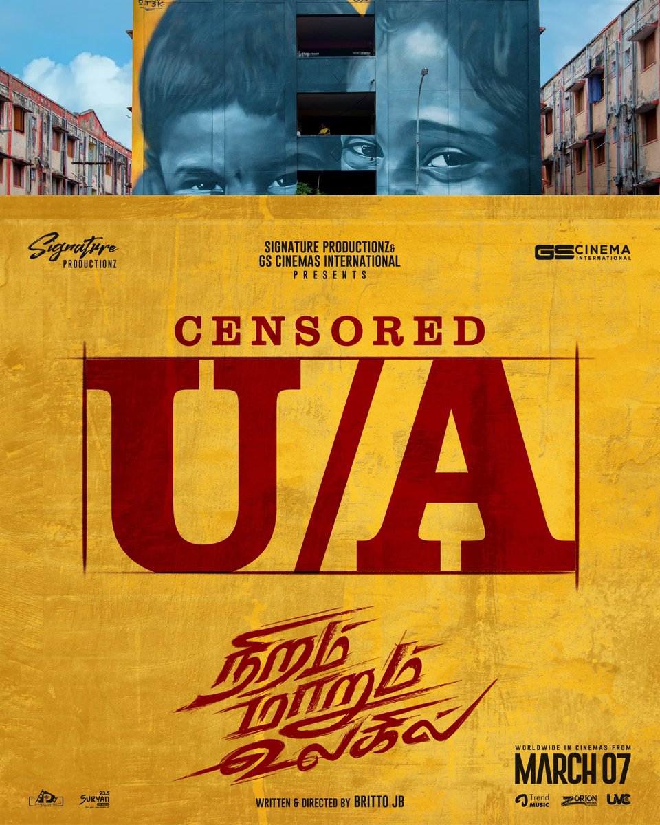 #NiramMarumUlagilFromMar7 got U/A. Congrats &amp; all d best team @signaturepro01 <a href="/gs_cinema/">GS cinema International</a> <a href="/PerfectPictureO/">Perfect Picture Studios</a> <a href="/offBharathiraja/">Bharathiraja</a> <a href="/natty_nataraj/">N.Nataraja Subramani</a> <a href="/rio_raj/">Rio raj</a> <a href="/iamSandy_Off/">SANDY</a> <a href="/Lenin60992471/">Lenin bhagaath</a> @editor_tamil <a href="/MallikaArjunDOP/">Mallika Arjun</a> <a href="/Raja100Sm/">s.manikandaraja</a> @sridevistylist <a href="/dineshashok_13/">Dinesh_ashok</a> <a href="/brittoguru/">Britto JB</a> <a href="/trendmusicsouth/">TrendMusic</a>