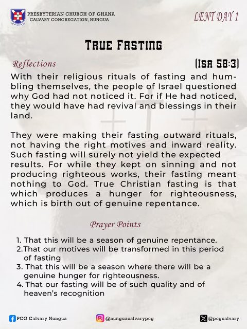 PcgCalvary's tweet photo. #Lent #TrueFasting https://t.co/z1150HSgDB