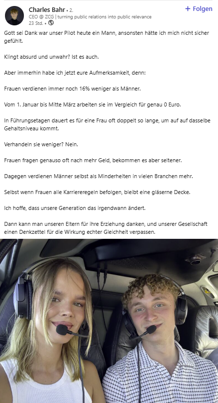 Weiß nicht was ich besser finde:
a) dass der "PR Experte" es nicht schafft über die angebl. GPG zu faseln ohne gg. Minderheiten zu schießen
b) dass er von "echter Gleichheit" labert und dazu ein Bild aus einem Heli postet :D