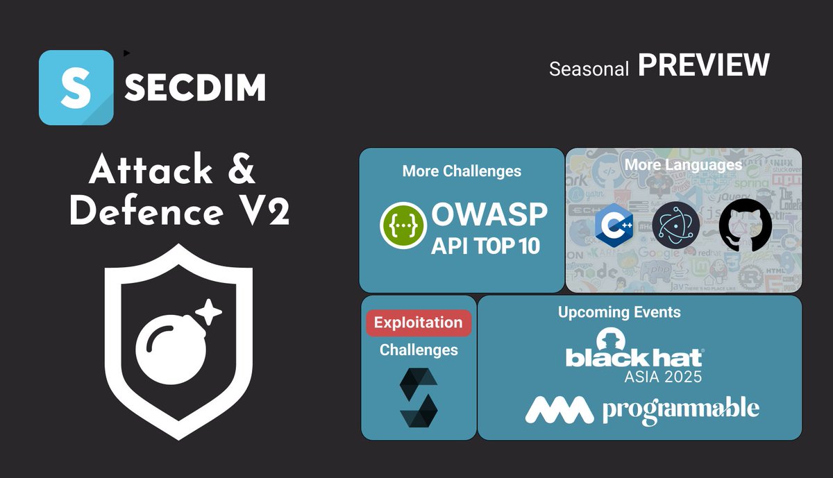 Our Seasonal Preview for the next few months is here, we have some exciting things planned.

Read more 👉 bit.ly/secdimseason125

#appsec #securecoding #programming