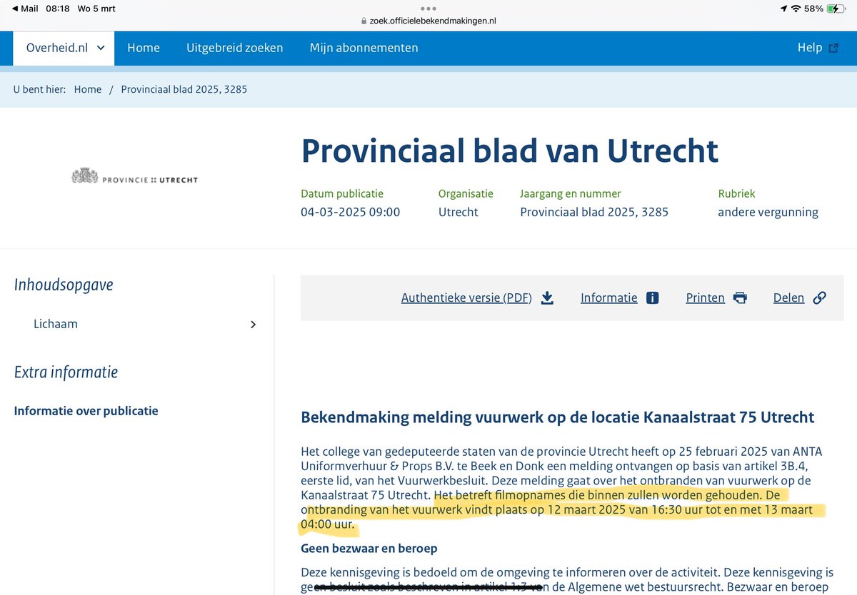 112 melding Gevaarlijke situatie met vuurwerk binnen in Kanaalstraat